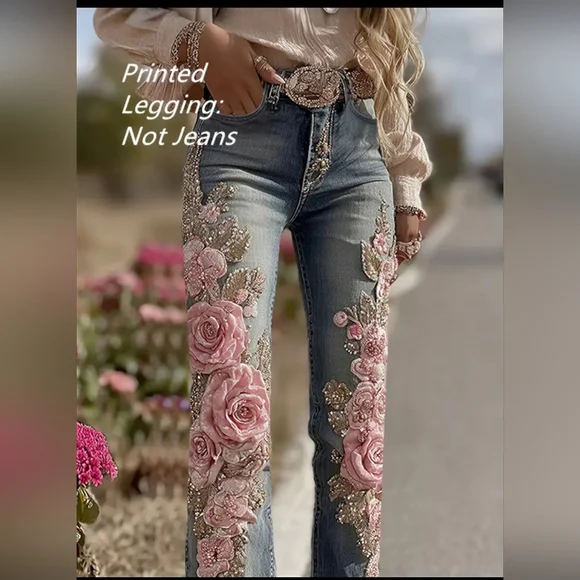 NEW DENIM JEANS LOOK LEGGINGS PLUS SIZE 2XL - Picture 5 of 5